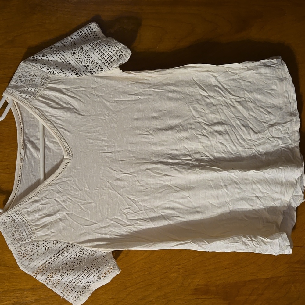 White Tshirt With Lace Detail XS A